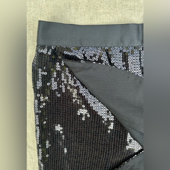 NWOT🌟VINTAGE🌟black sequined mini skirt overlapping draped front side zip… - Picture 5 of 15